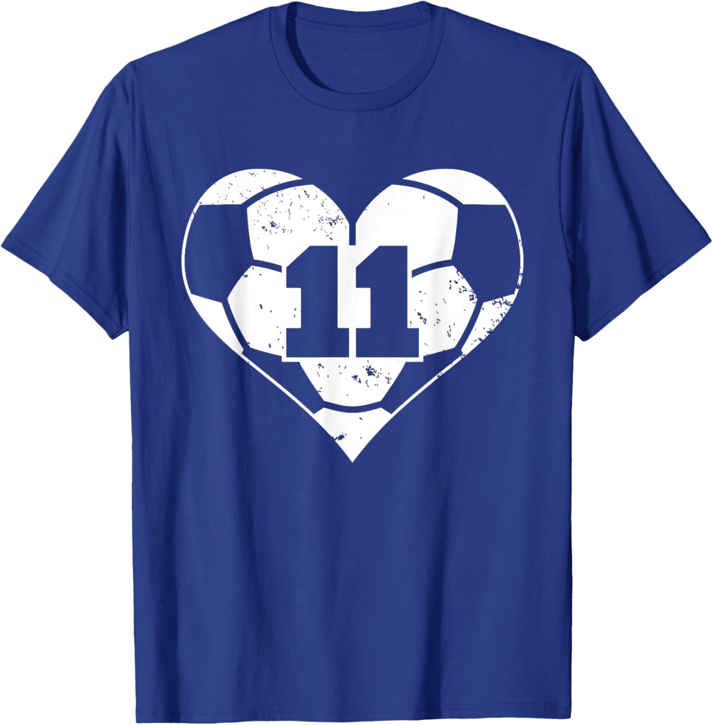 Soccer Number 11 Jersey Funny Soccer Heart Game Day T-Shirt - T-Shirt | Royal