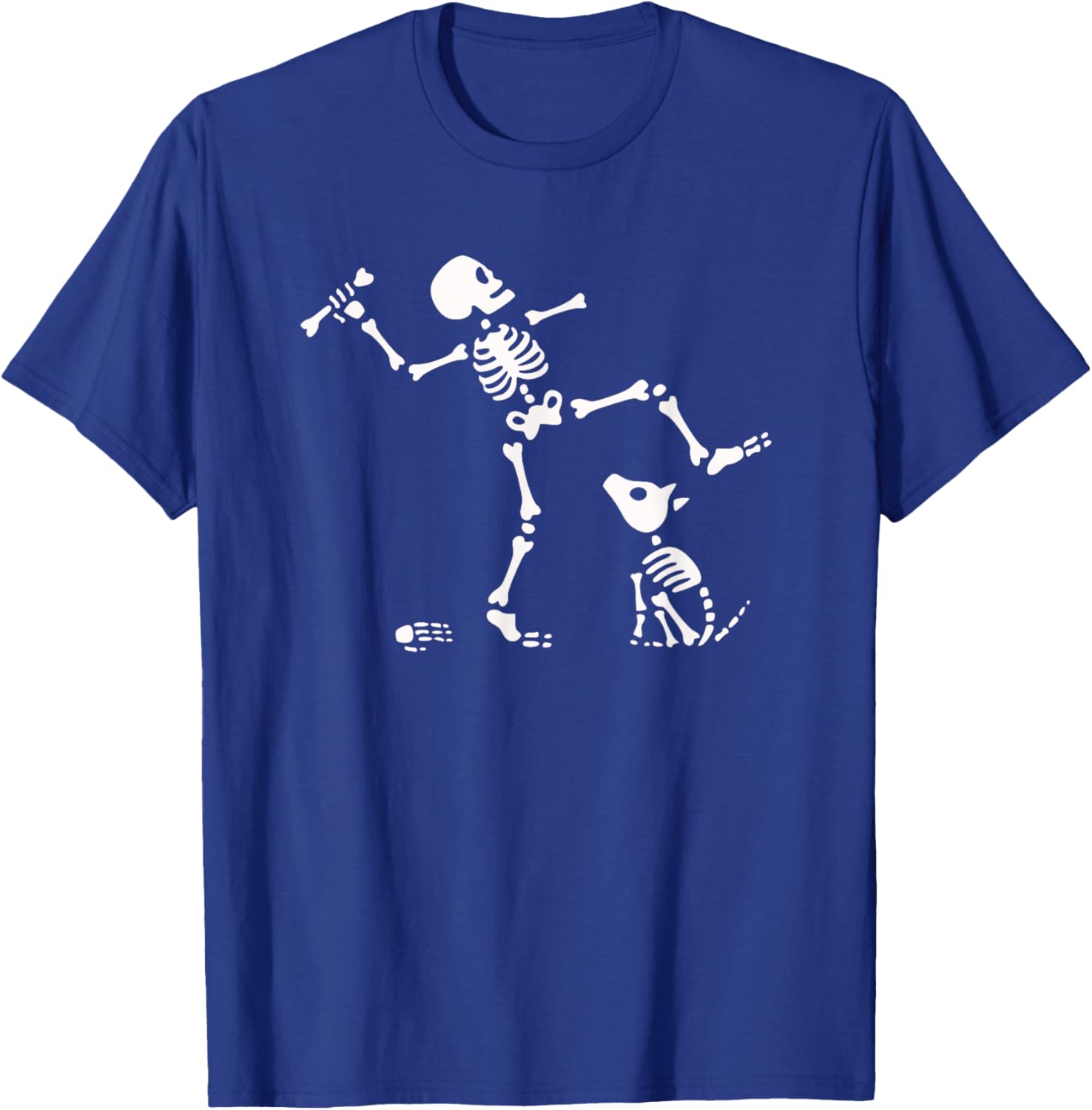 Halloween Dog, Funny Skeleton, Skeleton Chasing Dog T-Shirt - T-Shirt | Royal
