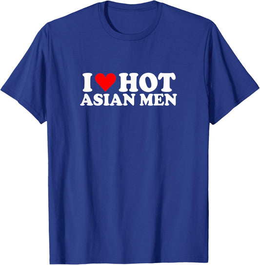 I Love Heart Hot Asian Men Simple Cute Funny T-Shirt - T-Shirt | Royal