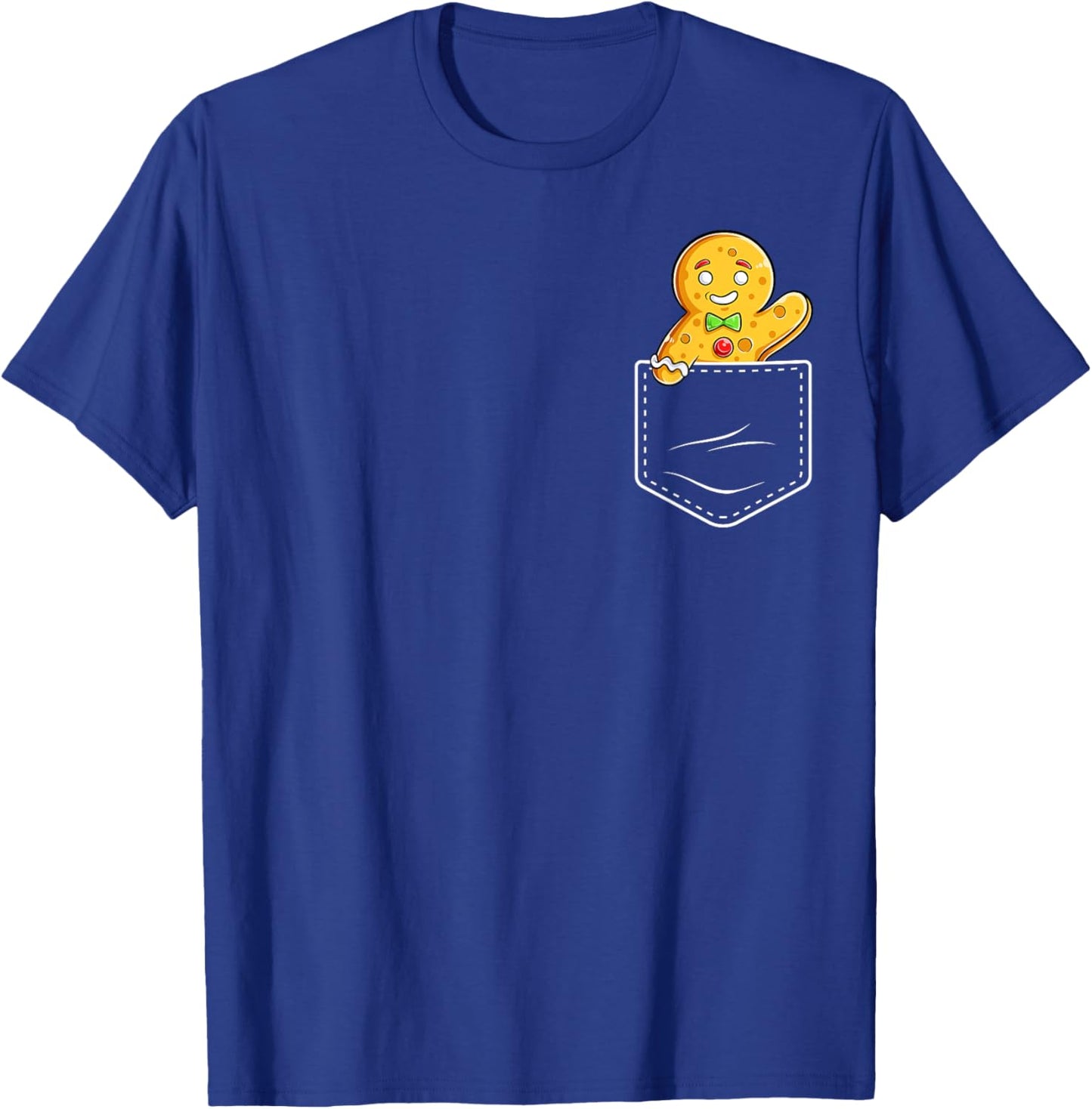 Gingerbread Man In Pocket Funny Christmas Cookie Boys Girls T-Shirt - T-Shirt | Royal