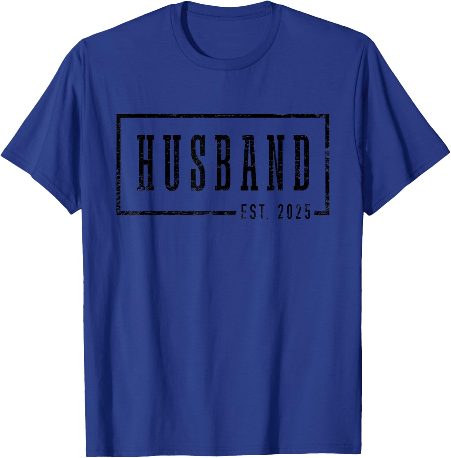 Husband Est 2025 Just Married Honeymoon Sleek Framed Design T-Shirt - T-Shirt | Royal