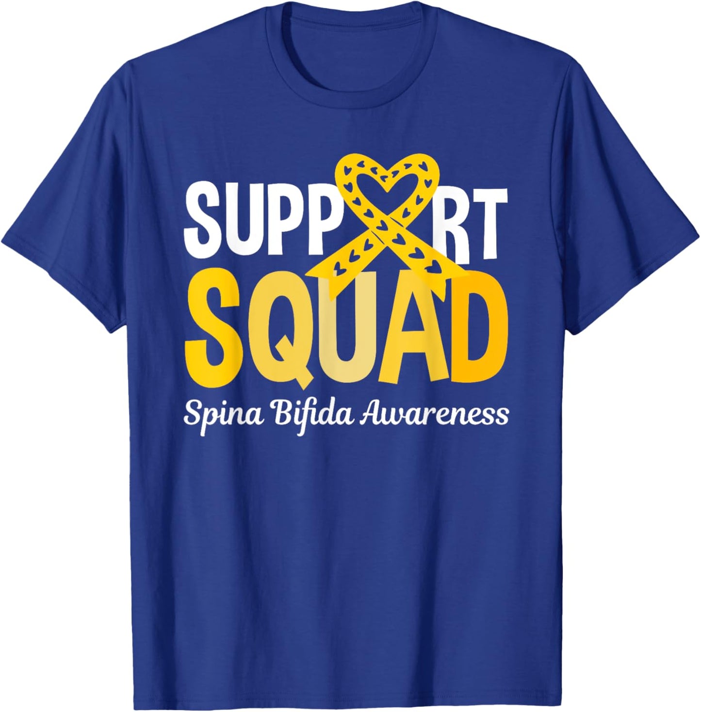 Support Squad Spina Bifida Awareness Yellow Ribbon Symbol T-Shirt - T-Shirt | Royal