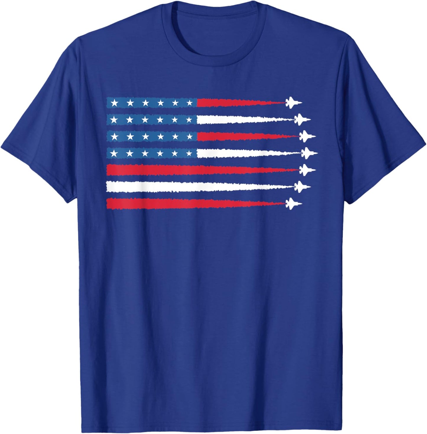 USA American Flag Men Women Kids Fighter Jets Patriotic T-Shirt - T-Shirt | Royal