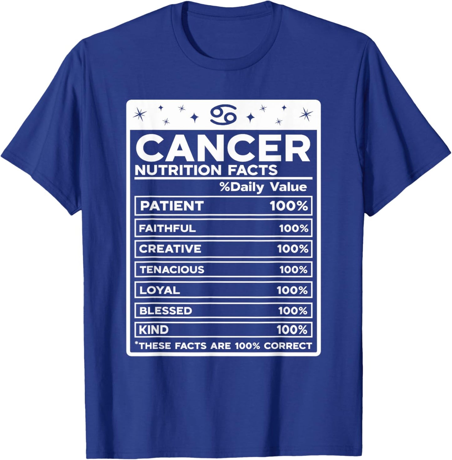 Cancer Nutritional Style Zodiac Design, Cancer T-Shirt - T-Shirt | Royal