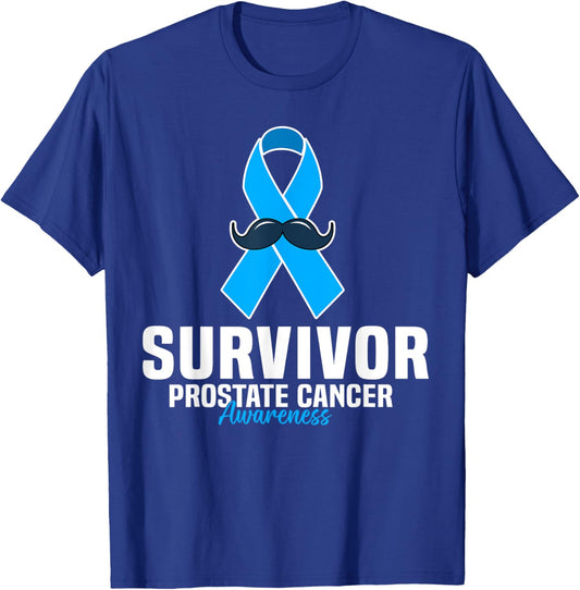 Prostate Cancer Survivor Prostate Cancer Ribbon For Dad T-Shirt - T-Shirt | Royal