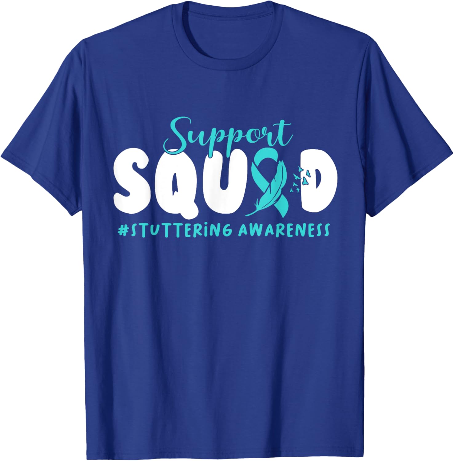 Support Stuttering Awareness American Flag Ribbon In October T-Shirt - T-Shirt | Royal