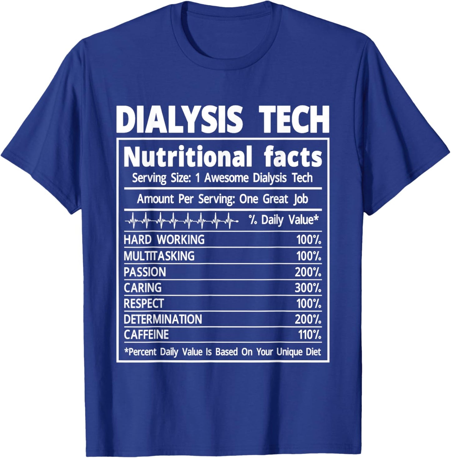 Nephrology Dialysis Tech Nutritional Facts T-Shirt - T-Shirt | Royal