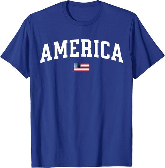 America USA Women Men Kids American Flag July 4th Patriotic T-Shirt - T-Shirt | Royal