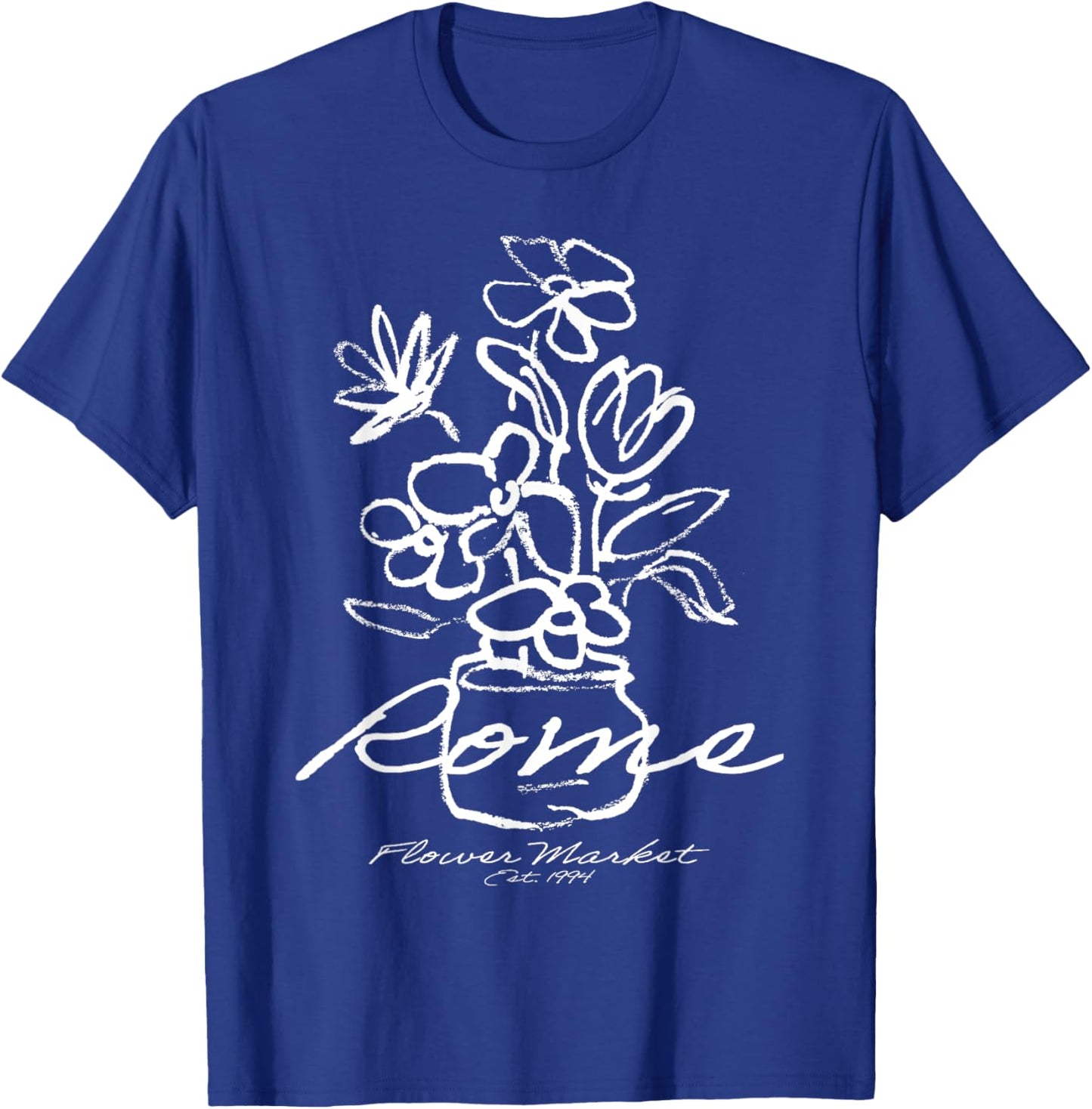 Rome Italy Minimalist Flower Art - Urban Aesthetic Rome T-Shirt - T-Shirt | Royal