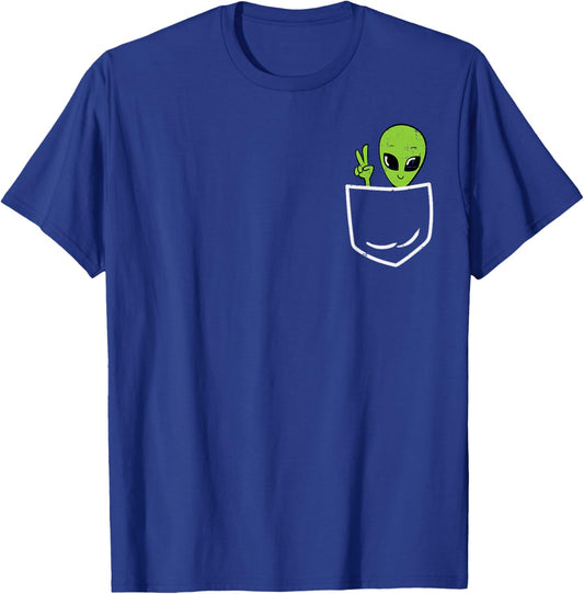 Alien Peace Pocket Ufo Extraterrestrial Space Men Women Kids T-Shirt - T-Shirt | Royal