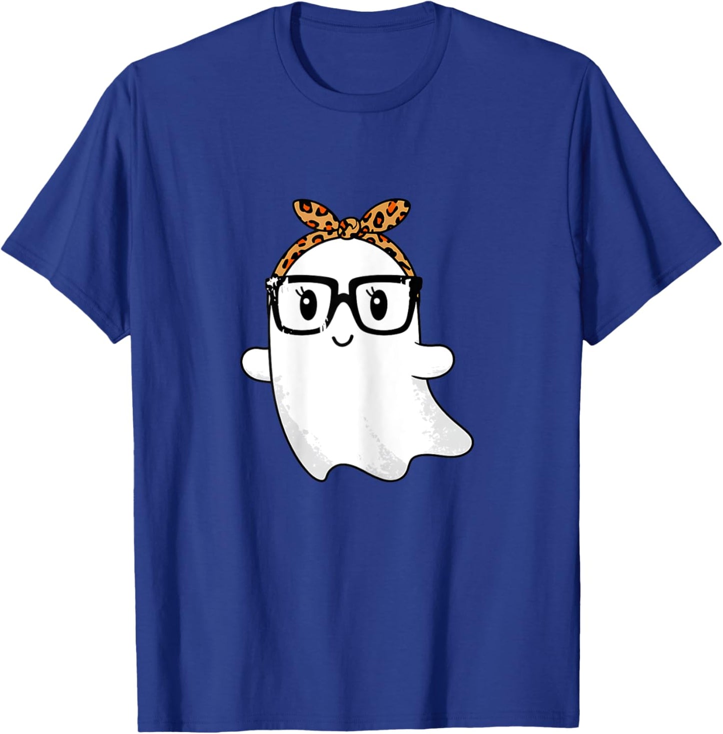 Leopard Bandana Ghost with Glasses Girls Cute Spooky Costume T-Shirt - T-Shirt | Royal