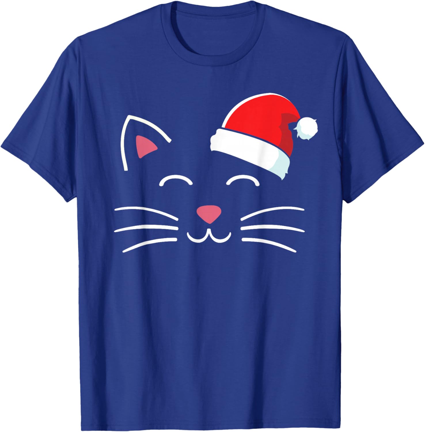Funny cat face with santa hat for merry christmas Men Women Kids T-Shirt - T-Shirt | Royal