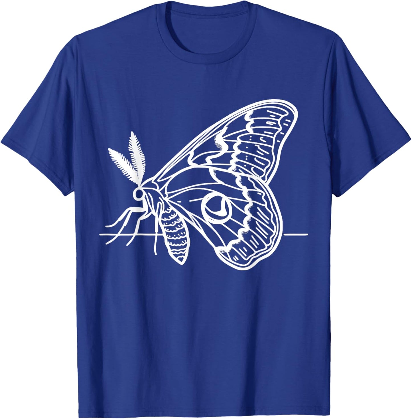 Line Art Entomologists Giant Silk Moth T-Shirt - T-Shirt | Royal