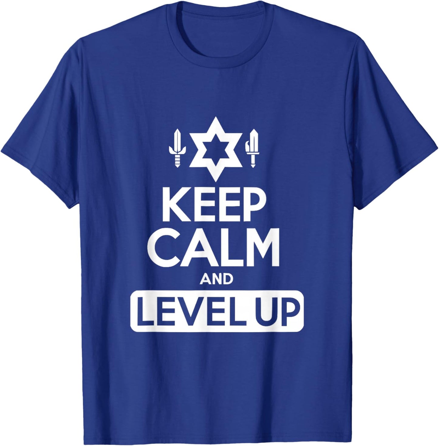 Keep Calm and Level Up Gamer Funny Quote T-Shirt - T-Shirt | Royal