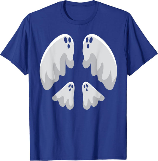 Peace Sign Ghost Halloween Costume Retro 60s 70s Hippie Gift T-Shirt - T-Shirt | Royal