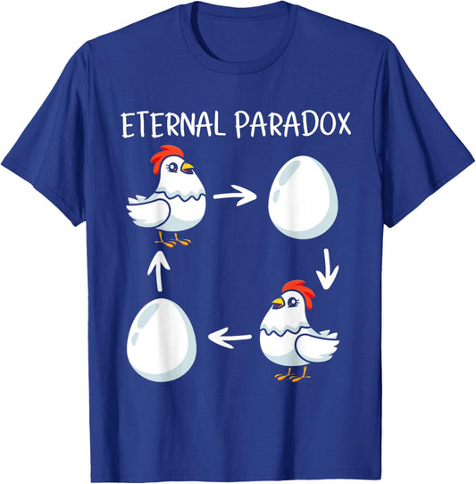 Eternal Paradox Chicken or Egg Which Came First Funny T-Shirt - T-Shirt | Royal