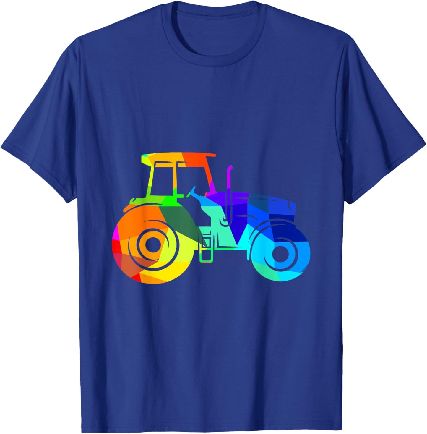 Tractor Rainbow Polygon Agricultural Vehicle T-Shirt - T-Shirt | Royal
