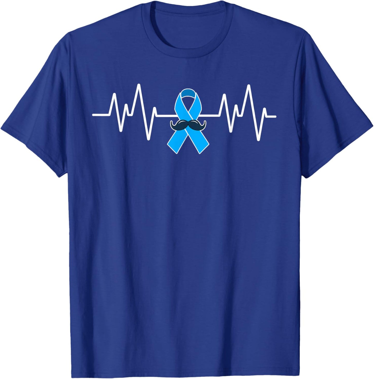 Heartbeat Light Blue Ribbon Prostate Cancer Awareness T-Shirt - T-Shirt | Royal