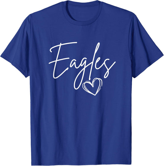 Heart Eagles Mascot School Sports Fan Team Family T-Shirt - T-Shirt | Royal