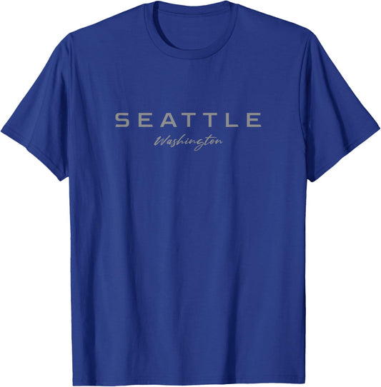 Seattle State of Washington Lettering USA T-Shirt - T-Shirt | Royal