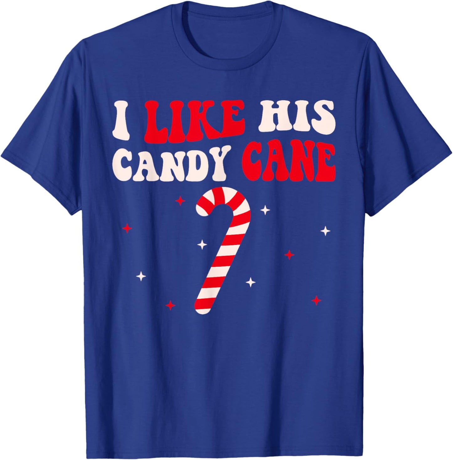 Groovy Candy Cane Funny Matching Christmas Couple -Adults Candy Cane Xmas Funny Couples Matching Christmas T-Shirt - T-Shirt | Royal