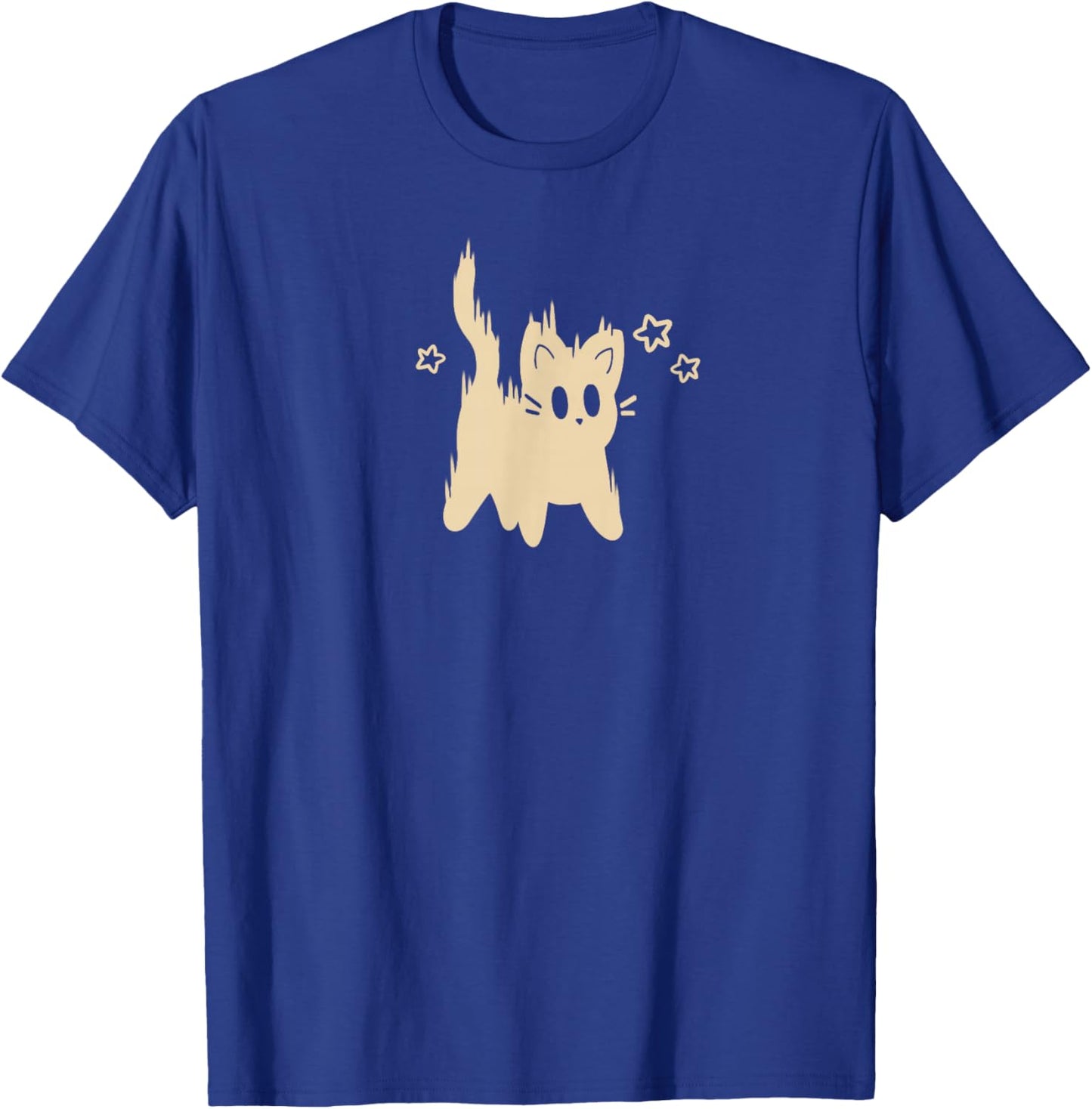90s Y2K Cute Scary Cat Tomcat is Scared Under Starry T-Shirt - T-Shirt | Royal