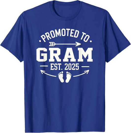 Soon to Be Grandma 2025 Gift Promoted to Gram Est 2025 T-Shirt - T-Shirt | Royal