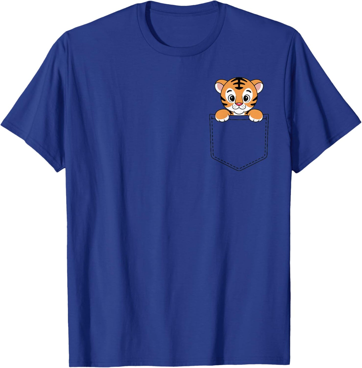 Boys Girls Toddler Cute Zoo Animal Tiger Pocket Peekout Kids T-Shirt - T-Shirt | Royal