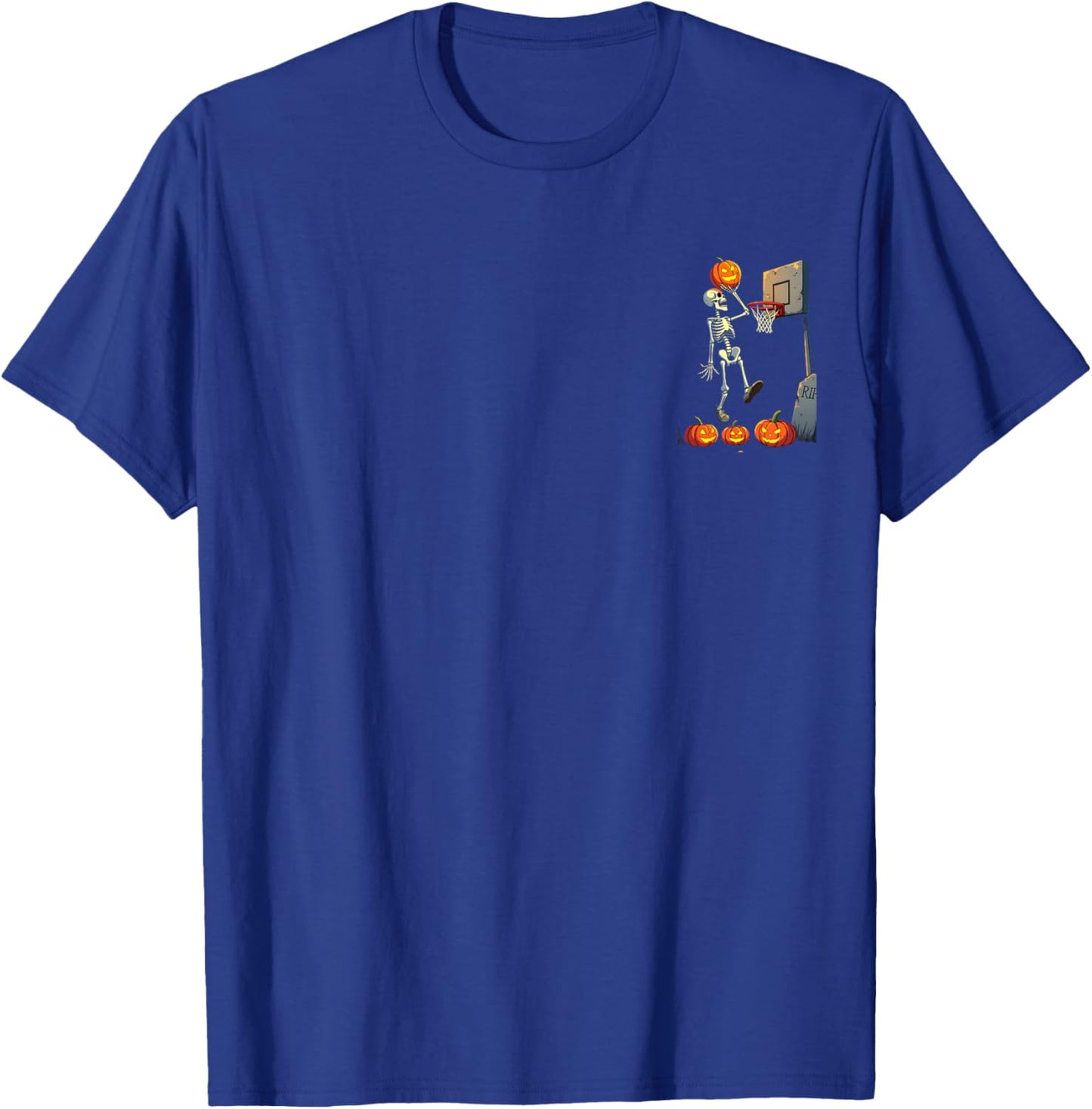 Skeleton Pumpkin Basketball Halloween T-Shirt - T-Shirt | Royal