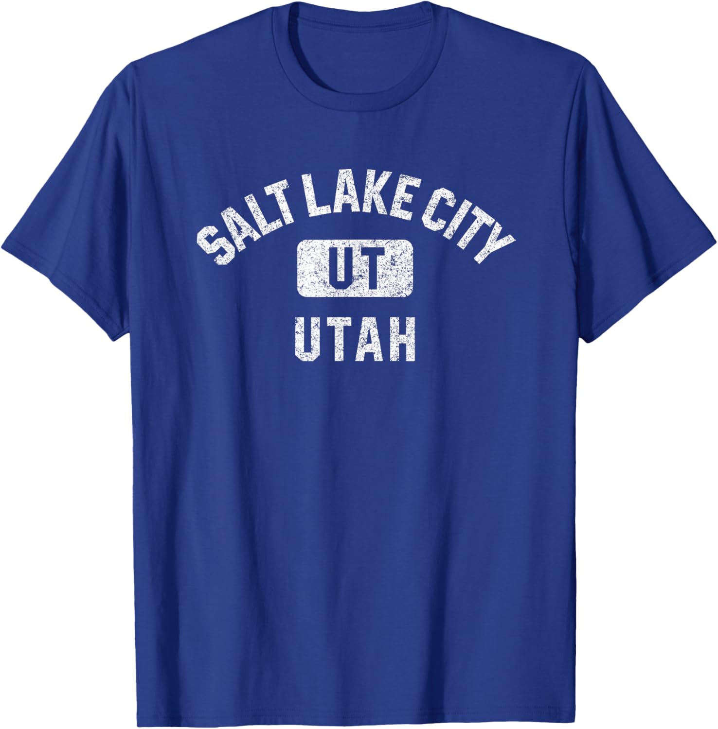 Salt Lake City UT Utah Gym Style Distressed White Print T-Shirt - T-Shirt | Royal