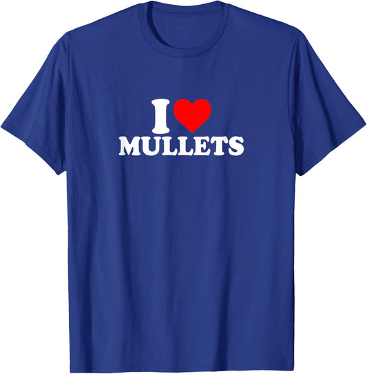 I Love Heart Mullets Simple Funny Cute T-Shirt - T-Shirt | Royal