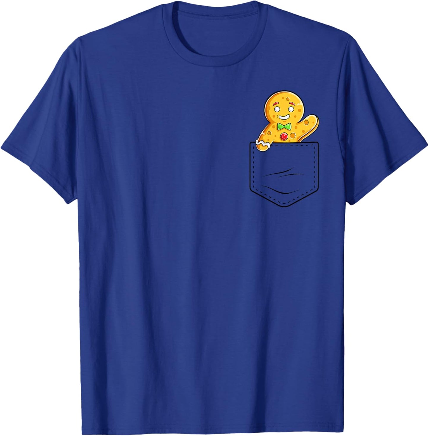 Gingerbread Man In Pocket Funny Christmas Cookie Boys Girls T-Shirt - T-Shirt | Royal