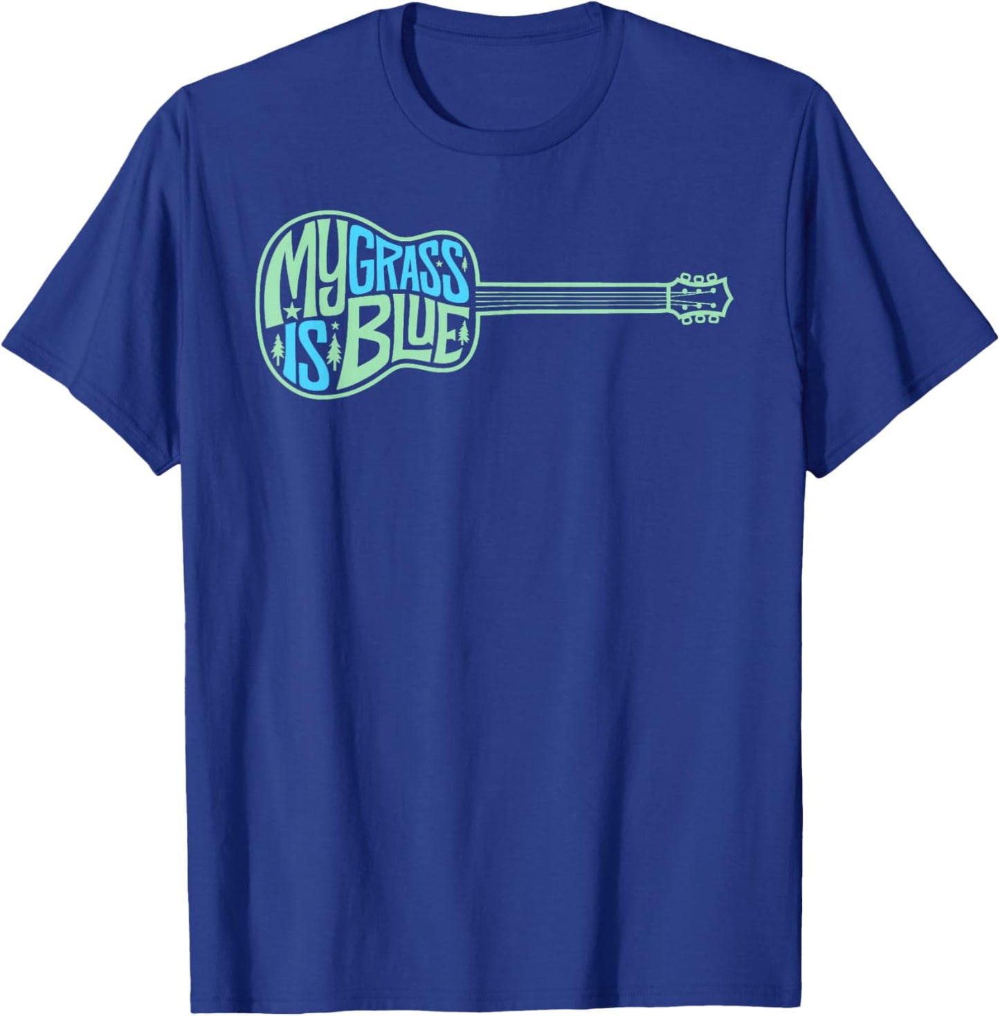 My Grass Is Blue Acoustic Guitar Bluegrass Music T-Shirt - T-Shirt | Royal
