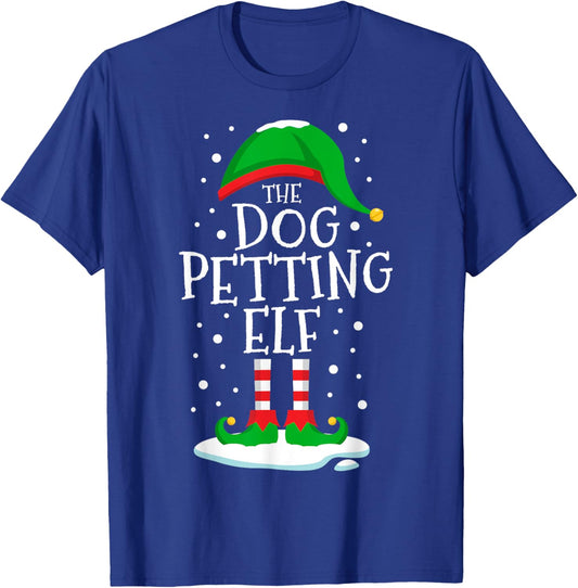 The Dog Petting Elf Christmas Family Matching Xmas Funny Women Kids T-Shirt - T-Shirt | Royal