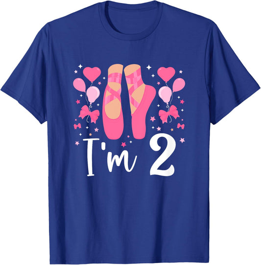 Kids 2nd Birthday Party Ballet Girl Two Year Old Ballerina T-Shirt - T-Shirt | Royal