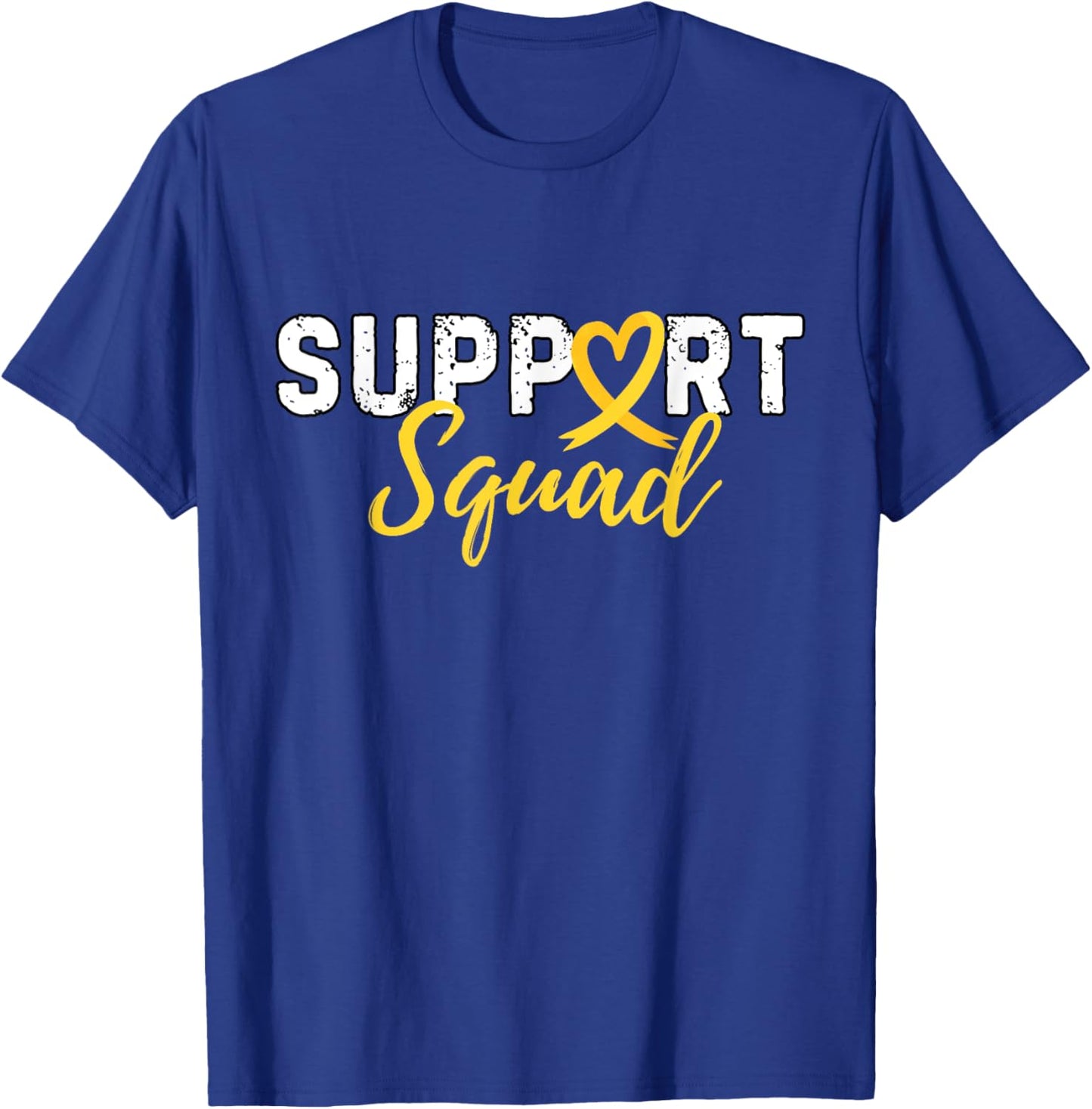 Support Squad Sarcoma Cancer Love Heart Yellow Ribbon Retro T-Shirt - T-Shirt | Royal