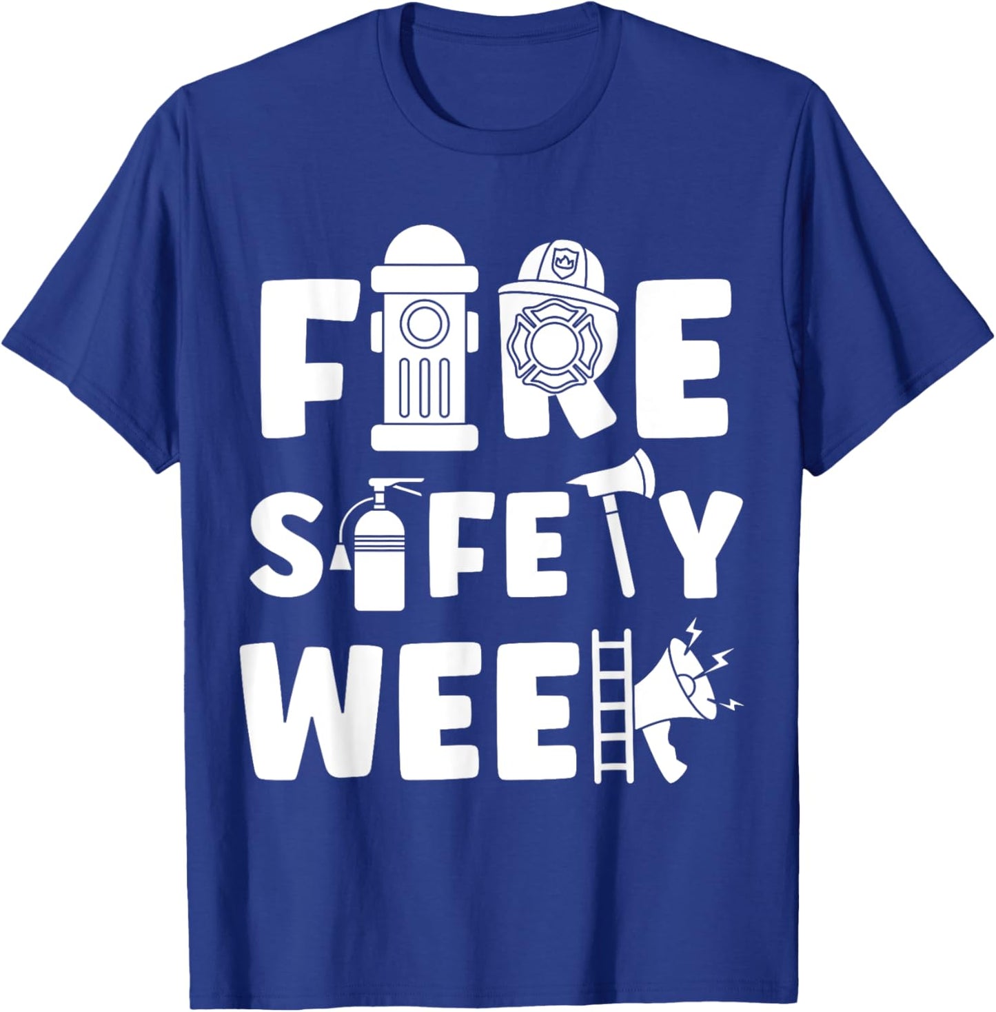 Fire Safety Week Prevention Month Firefighter Stop Drop Roll T-Shirt - T-Shirt | Royal