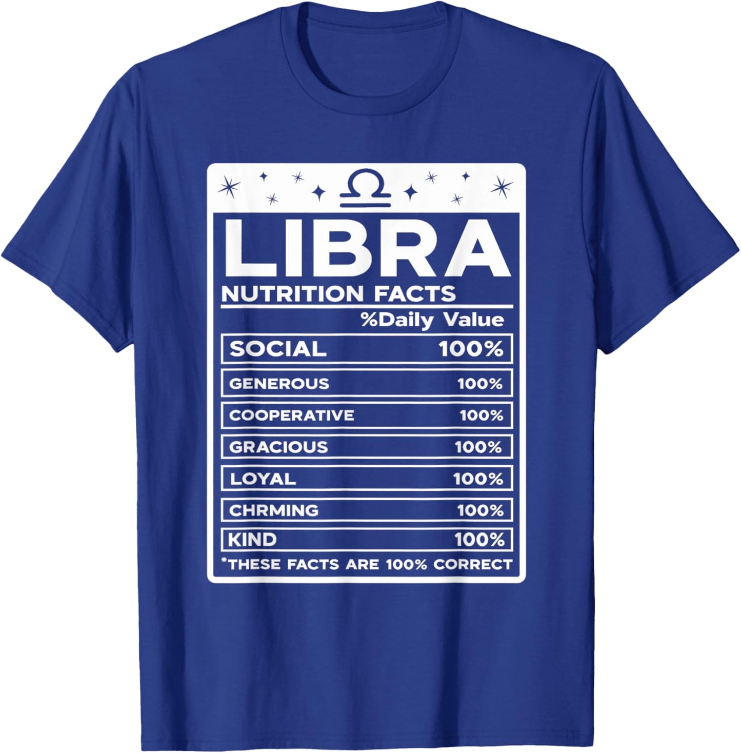 Libra Nutritional Style Zodiac Design, Libra T-Shirt - T-Shirt | Royal