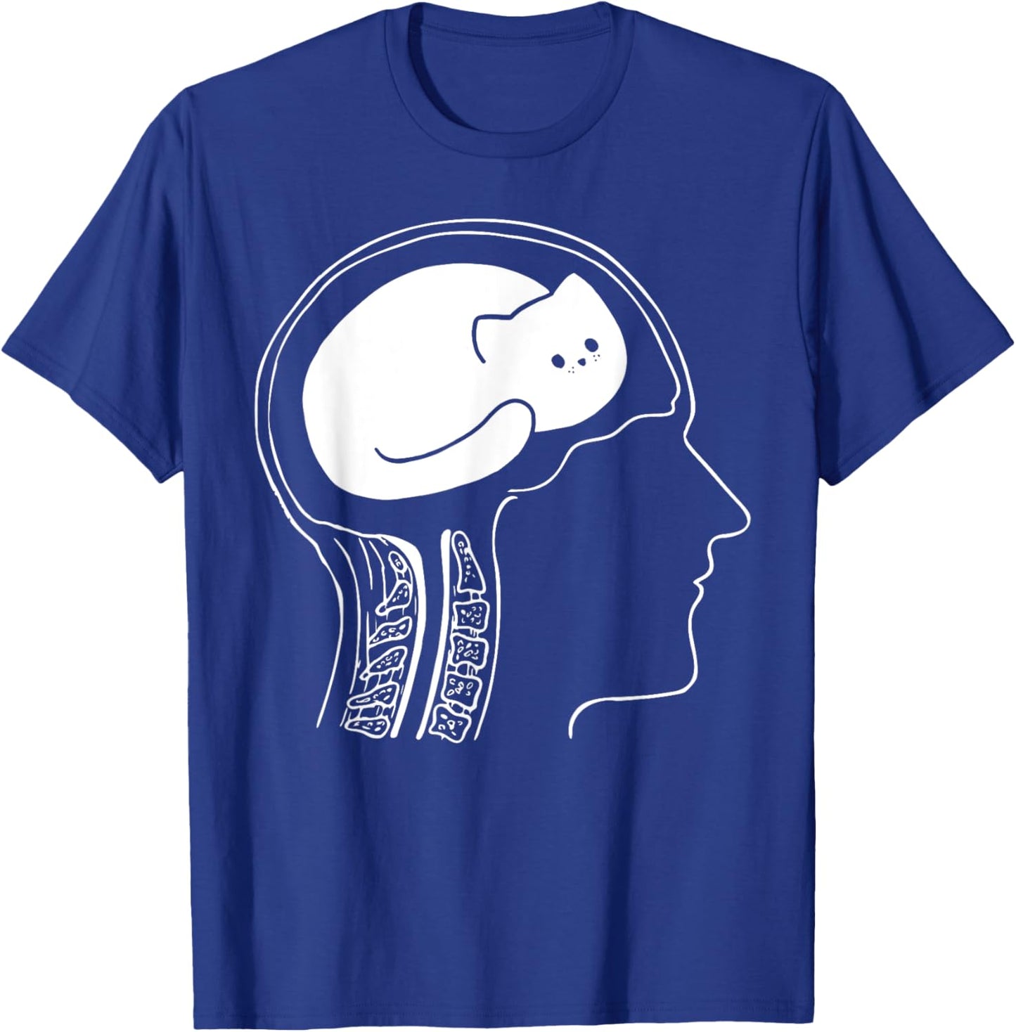 Funny Cat Brain Meme Joke Graphic T-Shirt - T-Shirt | Royal