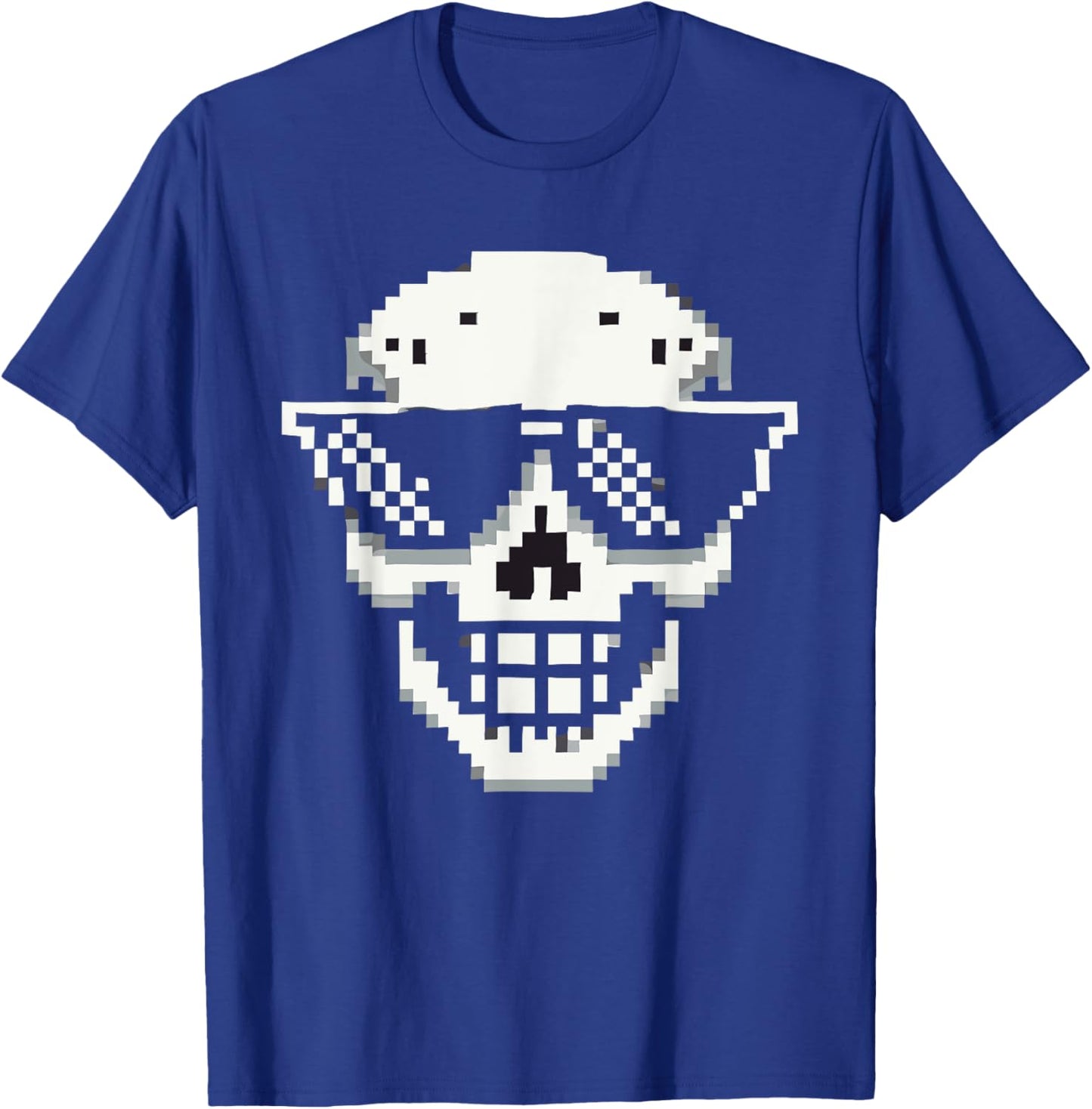 Pixel Cool Skull With Sunglasses Style T-Shirt - T-Shirt | Royal