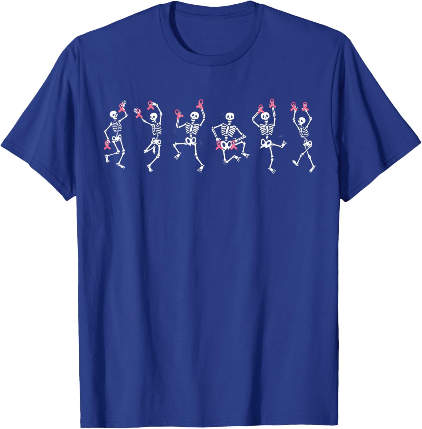 Skeleton Pink Ribbon Breast Cancer Men Kids T-Shirt - T-Shirt | Royal