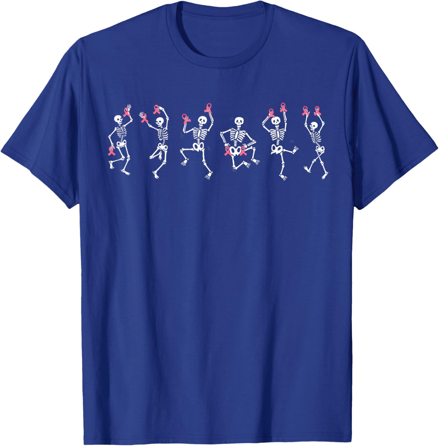 Skeleton Pink Ribbon Breast Cancer Men Kids T-Shirt - T-Shirt | Royal