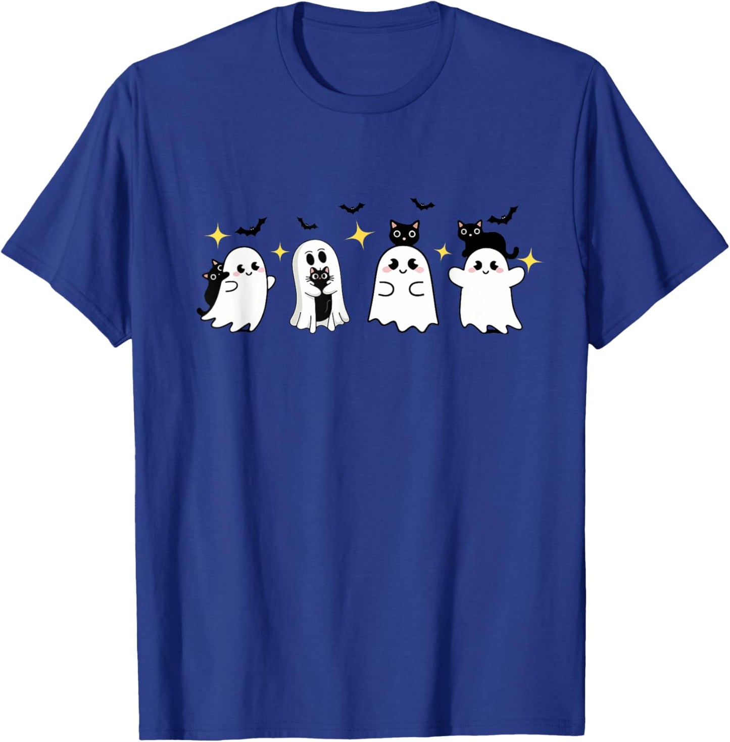 Cute Halloween Ghost with Cat Funny Spooky Cat Lovers Women T-Shirt - T-Shirt | Royal