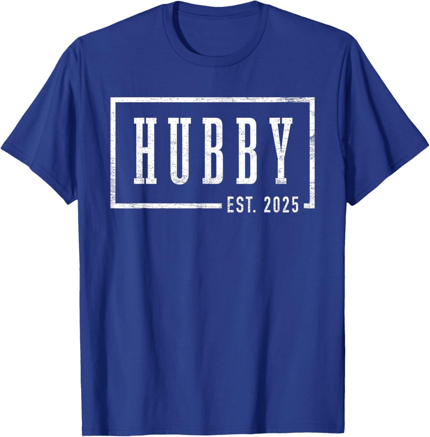 Hubby Est 2025 Just Married Honeymoon Sleek Framed Design T-Shirt - T-Shirt | Royal