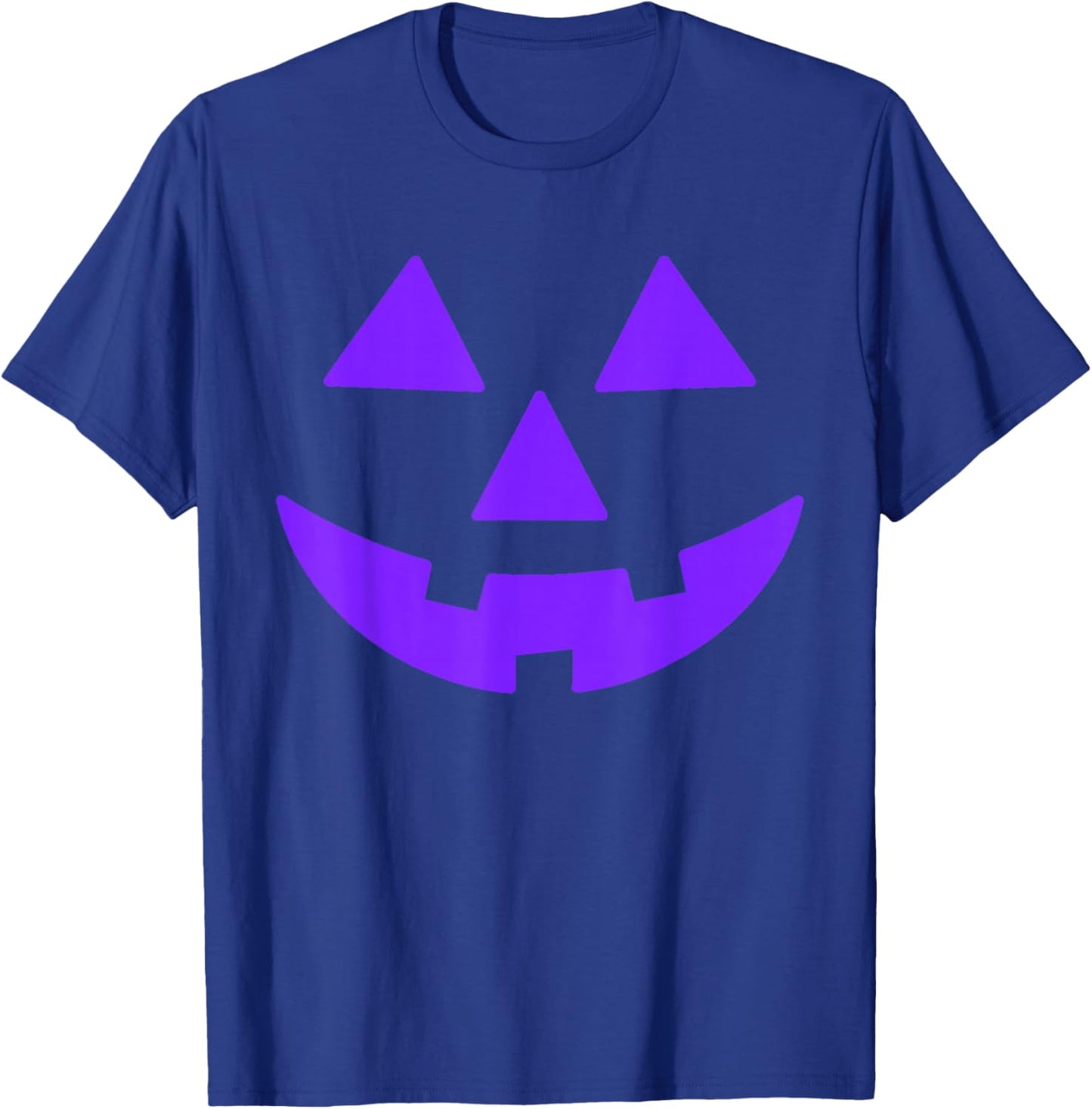 Jack O Lantern Scary Carved Pumpkin Face Halloween Purple T-Shirt - T-Shirt | Royal