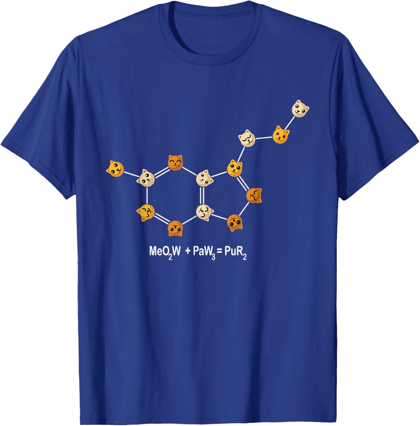 Funny Cat Chemistry Pun Molecule Science Cat Lover Women Kids T-Shirt - T-Shirt | Royal