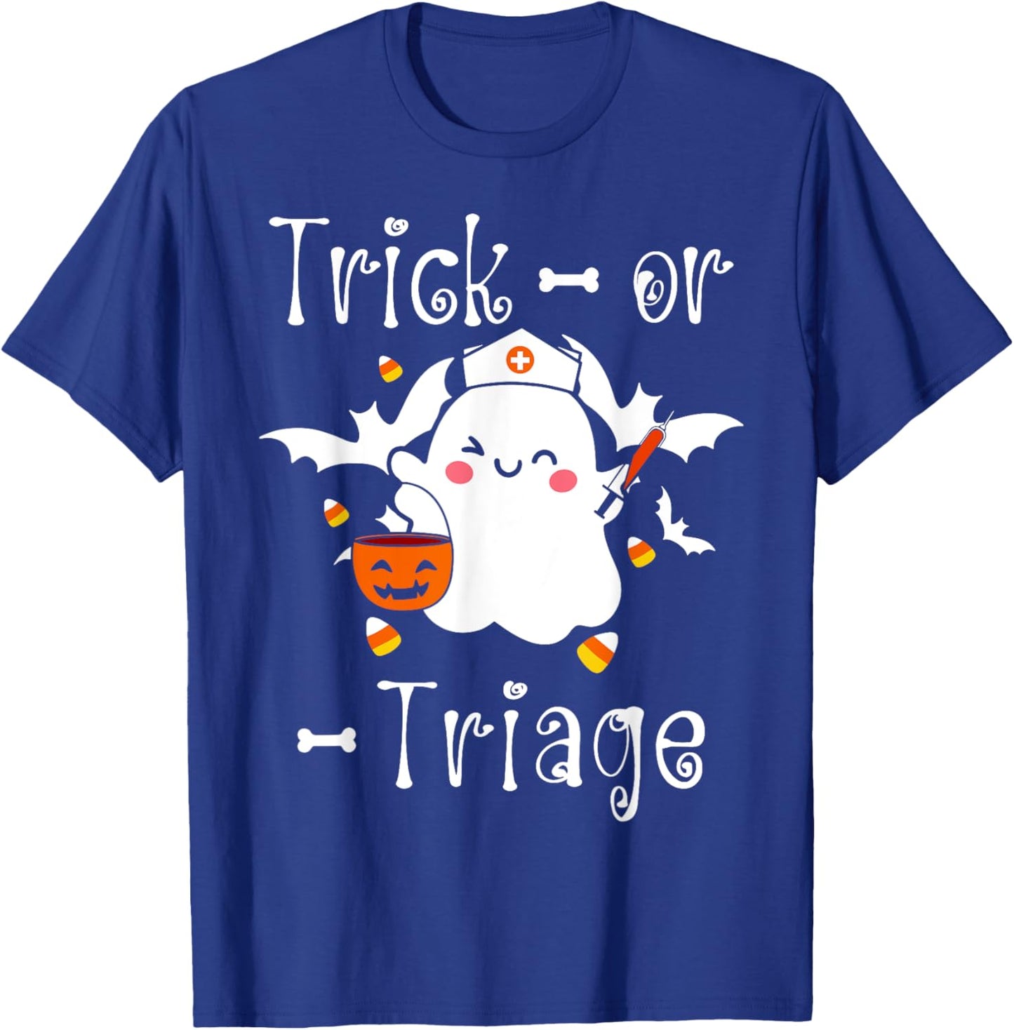Trick or Triage Triage Nurse Ghost Halloween Spooky Costume T-Shirt - T-Shirt | Royal