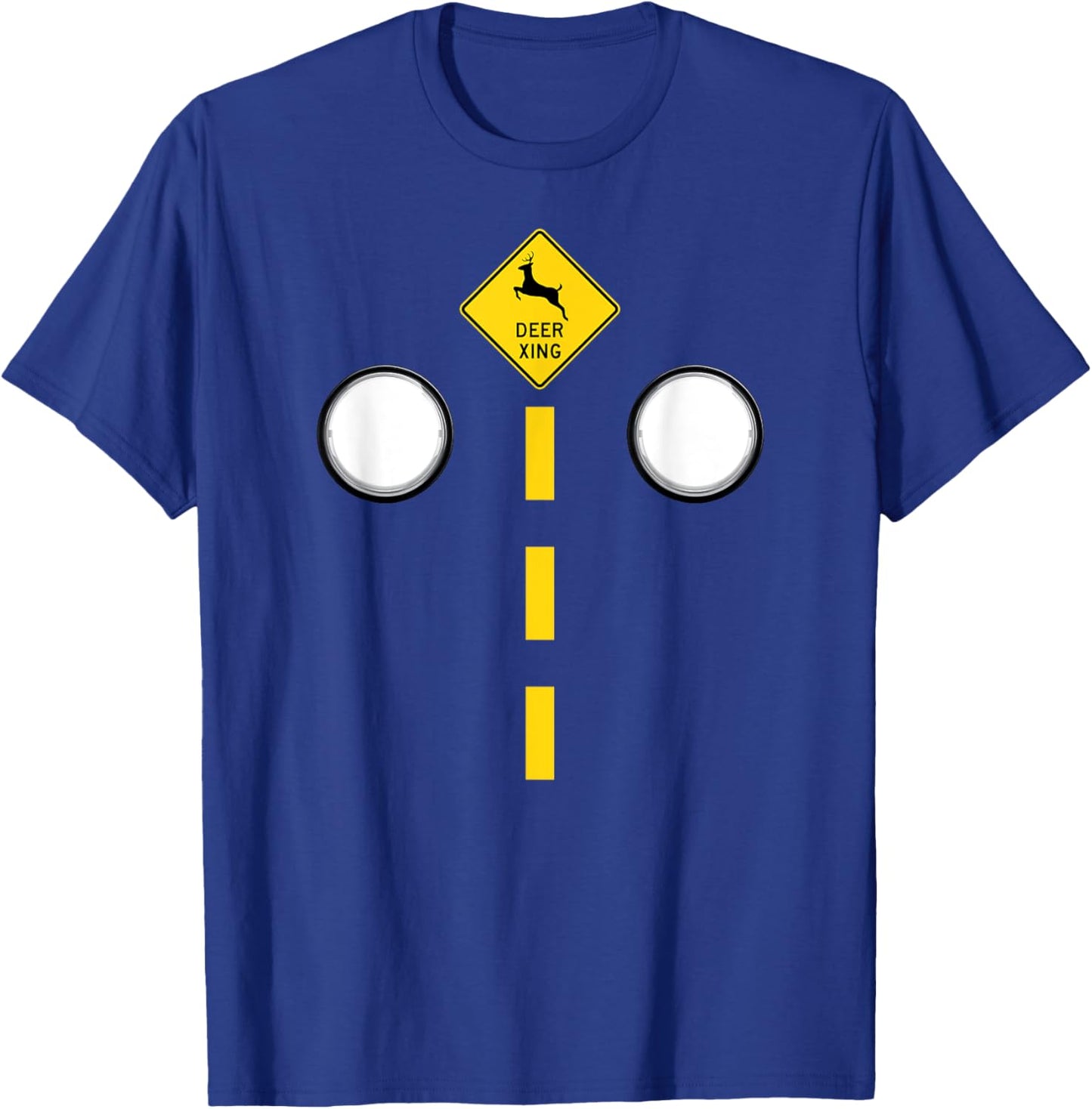 Headlights Deer Xing Road Markings Funny Halloween Costume T-Shirt - T-Shirt | Royal