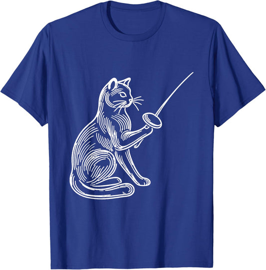 Funny Fencing Cat Shirt Combat Sport Kitten Fencer Cat Lover Men Women Girls Kids T-Shirt - T-Shirt | Royal