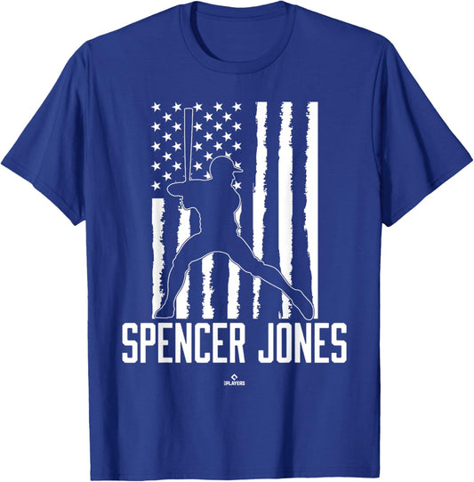 Distressed Flag Swing Spencer Jones Prospect Baseball Fan T-Shirt - T-Shirt | Royal